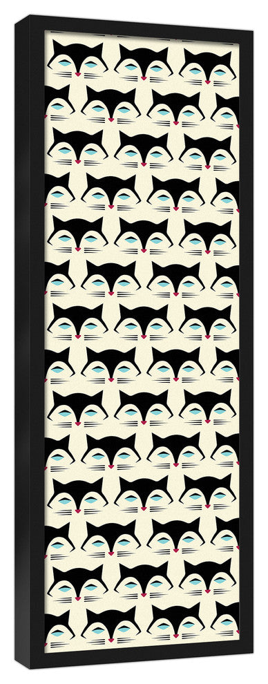 Mod Cats 12x36 Black Framed Canvas