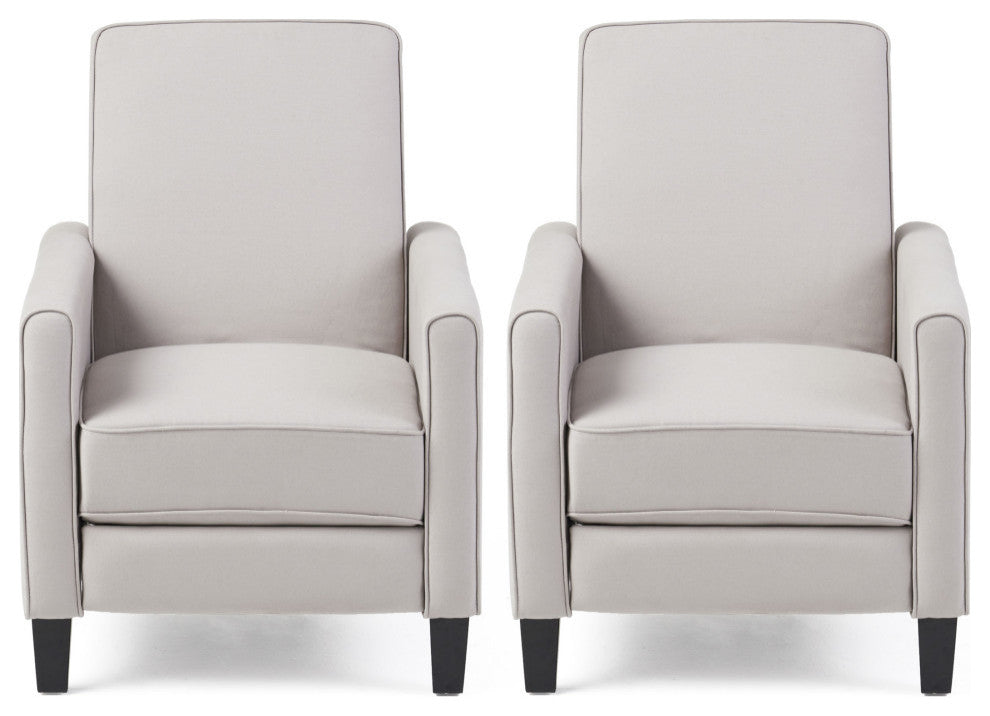 Susan Fabric Recliner, Set of 2, Light Gray and Dark Brown