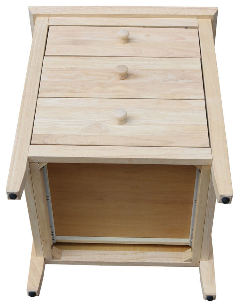 Solid Wood Nightstand With 3 Drawers