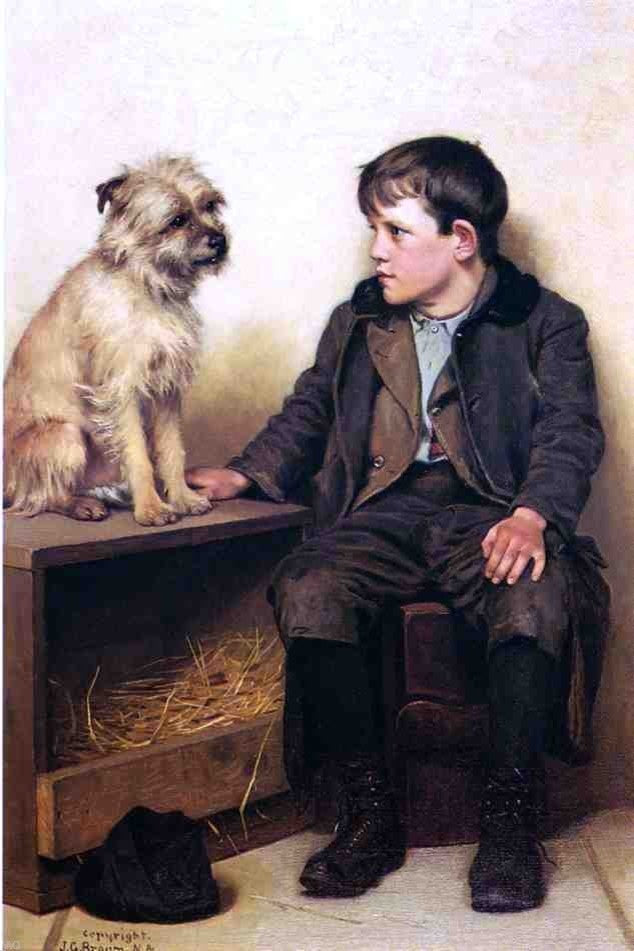 John George Brown A Confab, 18"x27" Gallery Wrapped Canvas Print