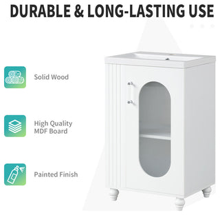 20" Freestanding Bath Vanity Set, White, Integrated Ceramic Sink