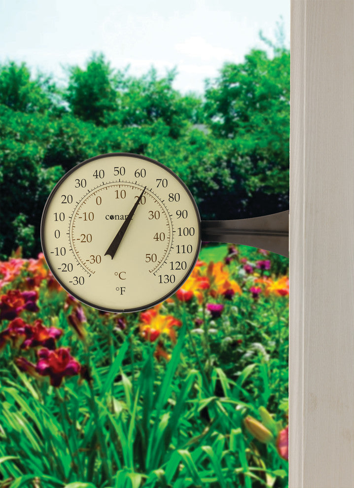 Large Dial Thermometer, Bronze Patina