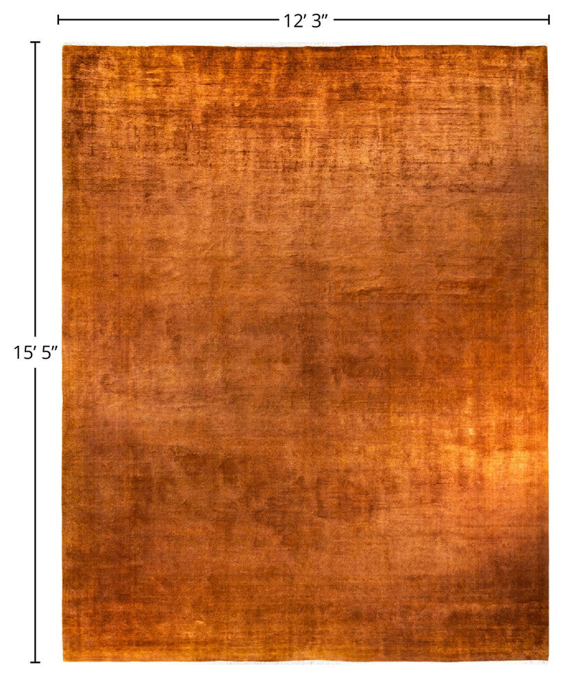 Overdyed, One-of-a-Kind Hand-Knotted Area Rug Gold, 12'3"x15'5"