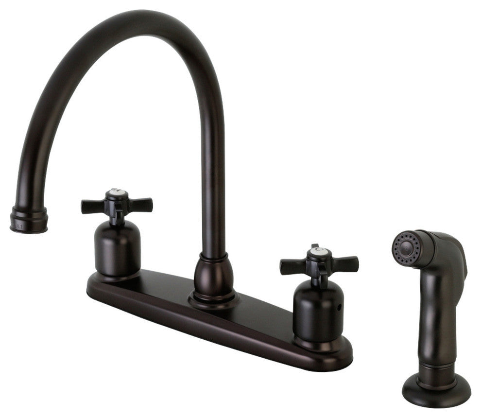 8" Centerset Kitchen Faucet, Sprayer, Oil Rubbed Bronze
