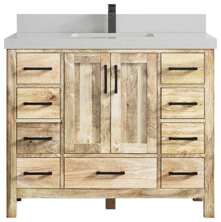 Malibu Mango 42 Single Sink Bath Vanity in White Washed 2" Carrara Quartz