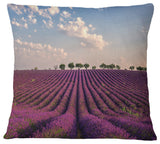 Shiny Lavender Field in Provence Landscape Printed Throw Pillow, 18"x18"