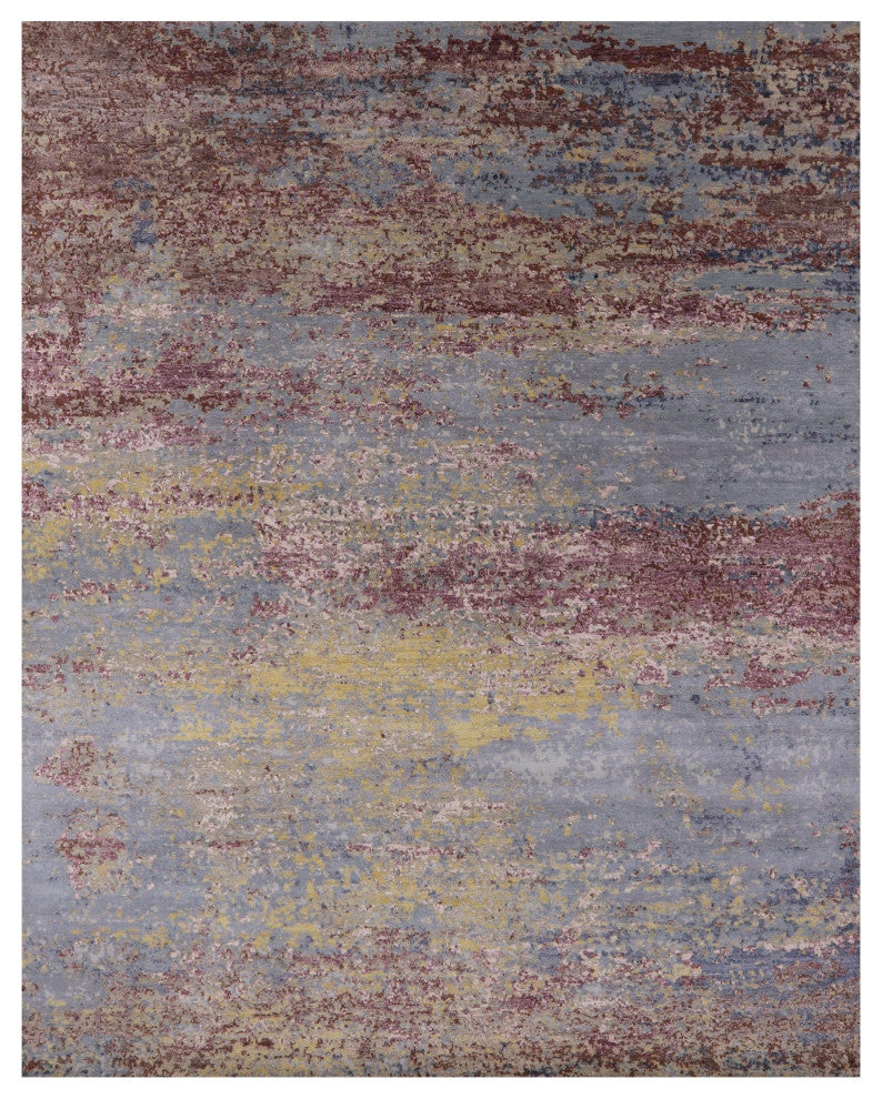 Abstract Hand Knotted Wool & Silk Rug 7' 11" X 10' 0" - Q14867