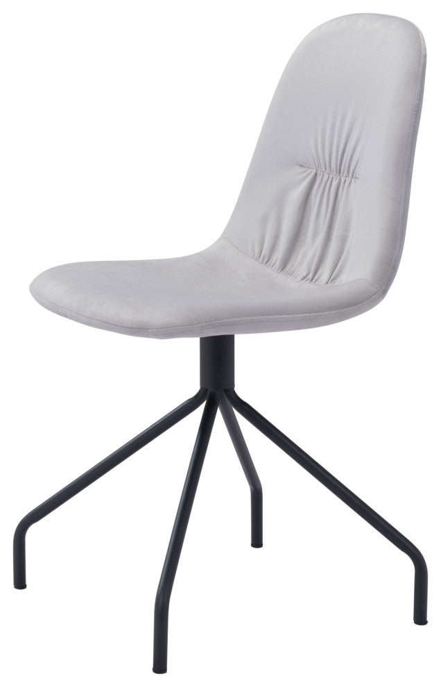 Dining Chair, Set of 2, Steel Metal, Fabric, Gray, Black, Cafe Bistro
