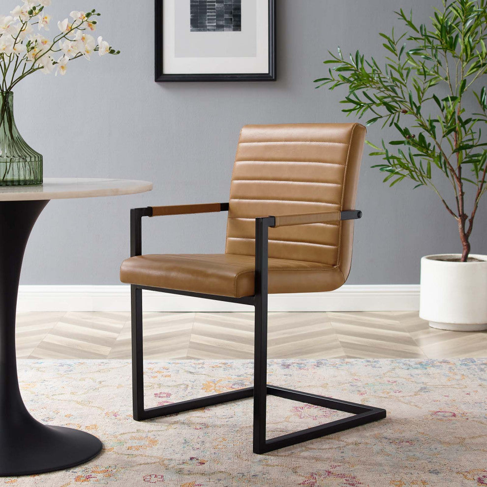 Savoy Vegan Leather Dining Chairs - Set of 2-Tan