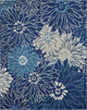 8 x 10 Navy and Ivory Floral Area Rug