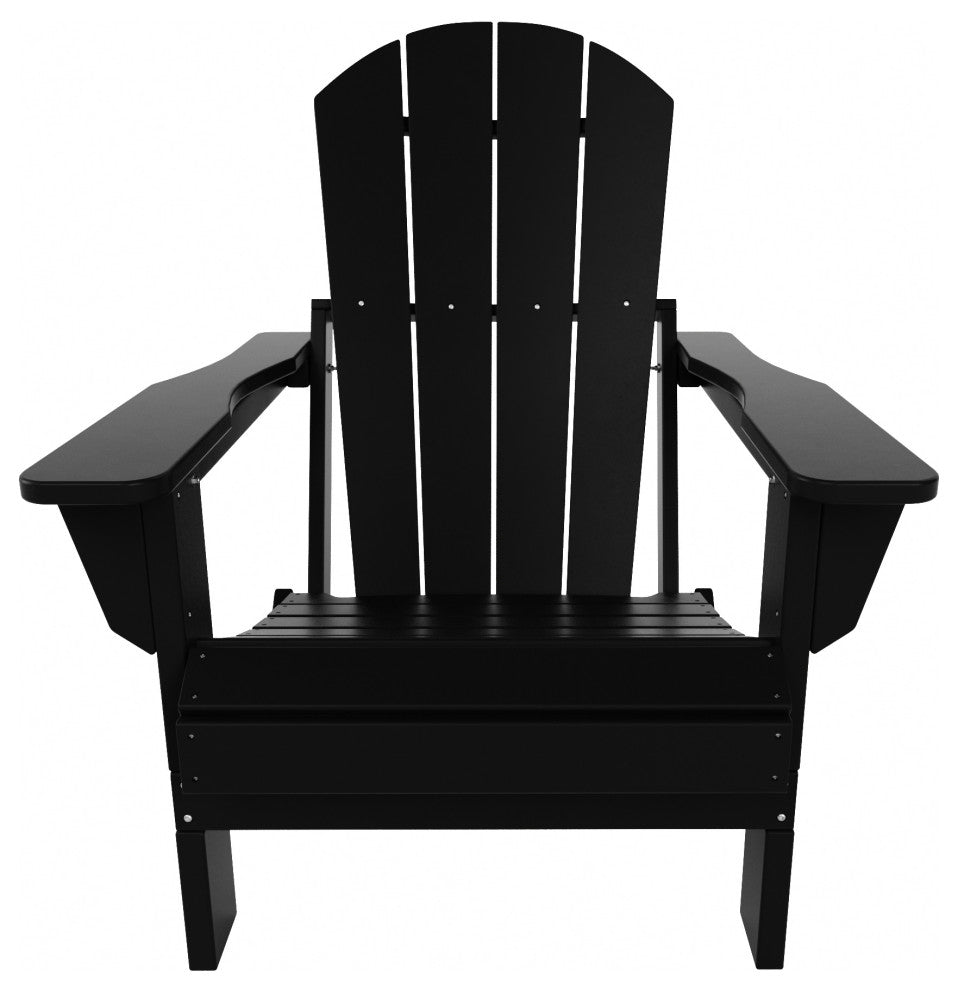 HDPE Outdoor Patio Folding Poly Adirondack Chair, Black