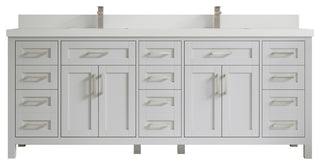Cambridge 84 Double Sink Bath Vanity in Coventry Gray 2" White Quartz
