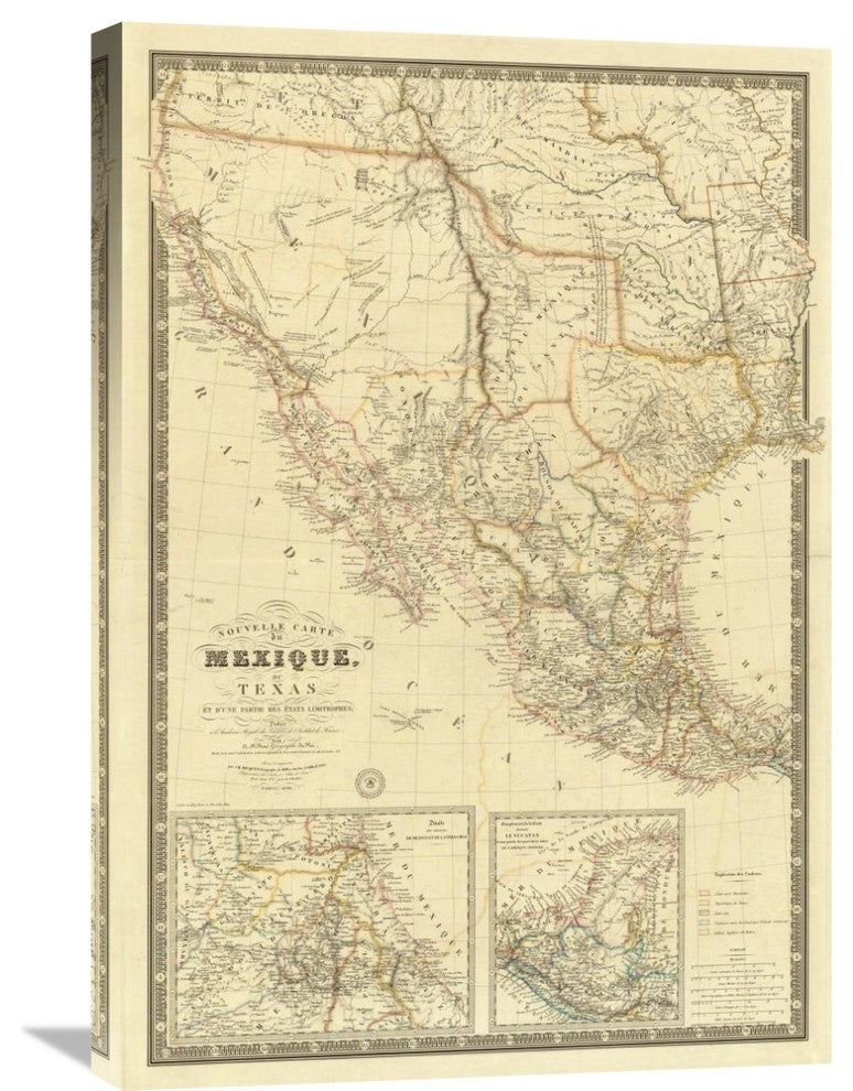 "Nouvelle Carte du Mexique, Du Texas, 1840" Artwork, 20"x30"