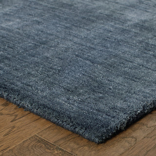 Arista Solid Navy Hand-Crafted Area Rug, 5'x8'