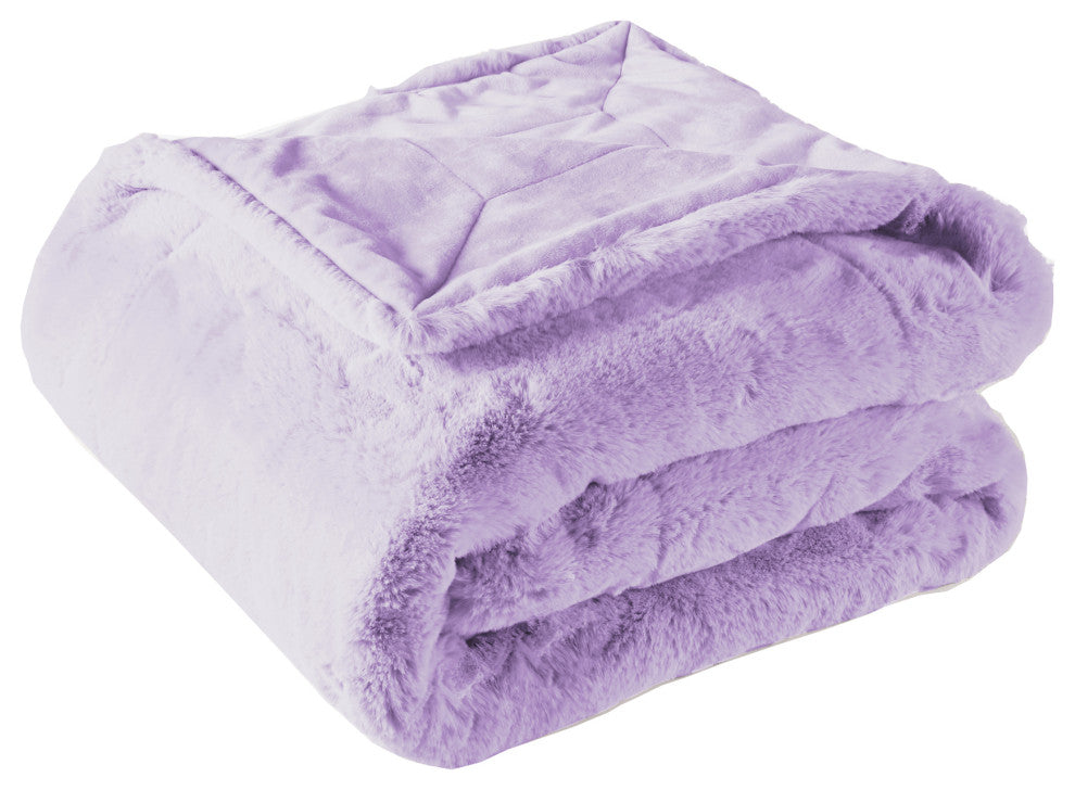 Heavy Faux Fur Throw, Lavender Fog, 50"x60"