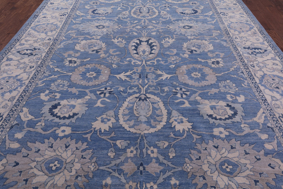 9' 9" X 13' 4" White Wash Peshawar Handmade Wool Rug Q9538