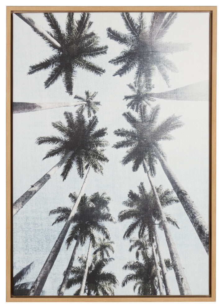DesignOvation Palm Trees Natural Framed Canvas Wall Art