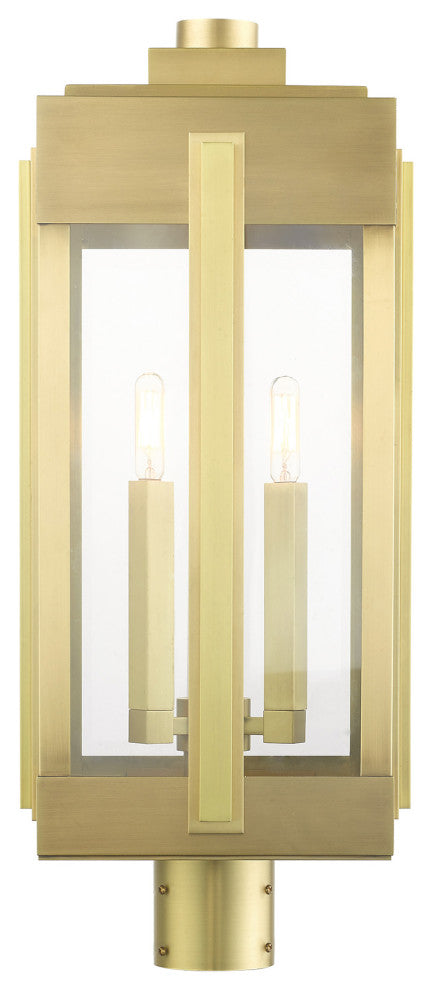 Natural Brass Art Deco, Sophisticated Outdoor Post Top Lantern