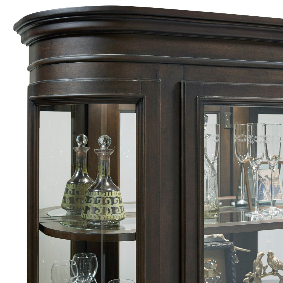 Curved End Display Curio Cabinet With Door, Espresso by Pulaski Furniture