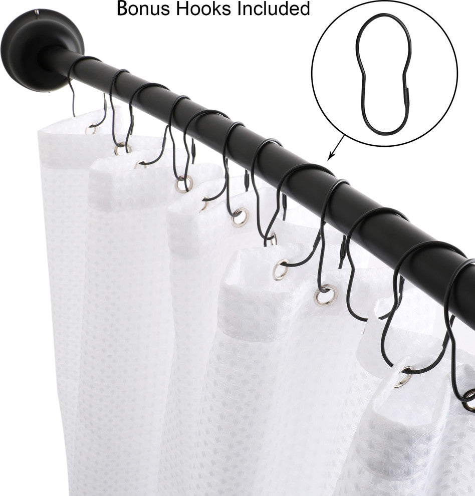 Utopia Alley Rustproof Fixed Mount Single Curved Shower Rod, 45" to 72" Black