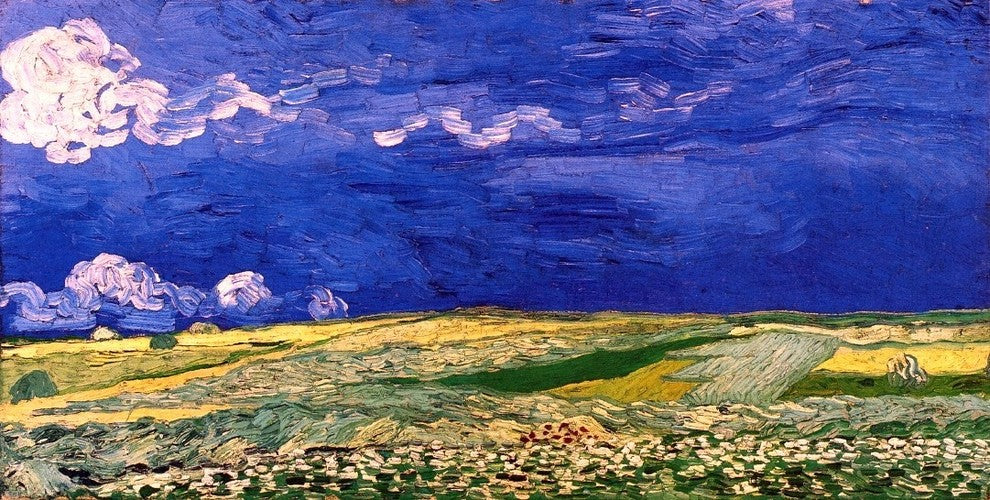 Vincent Van Gogh Wheatfields Under a Clouded Sky Wall Decal