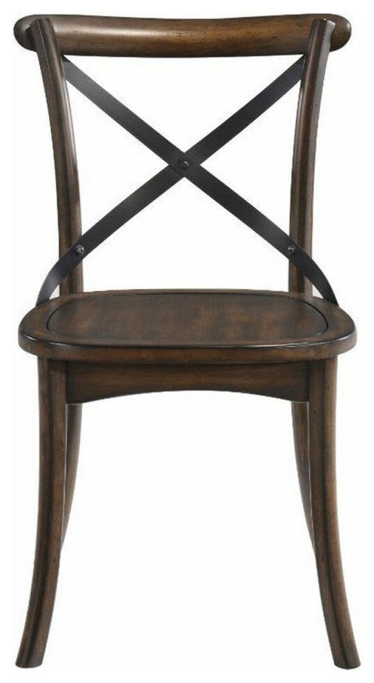 Set of 2 Wood Side Chair, Dark Oak/Black