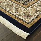 Mackenzie Panel Medallions Navy/ Multi Fringed Area Rug, 5'3"X7'6"