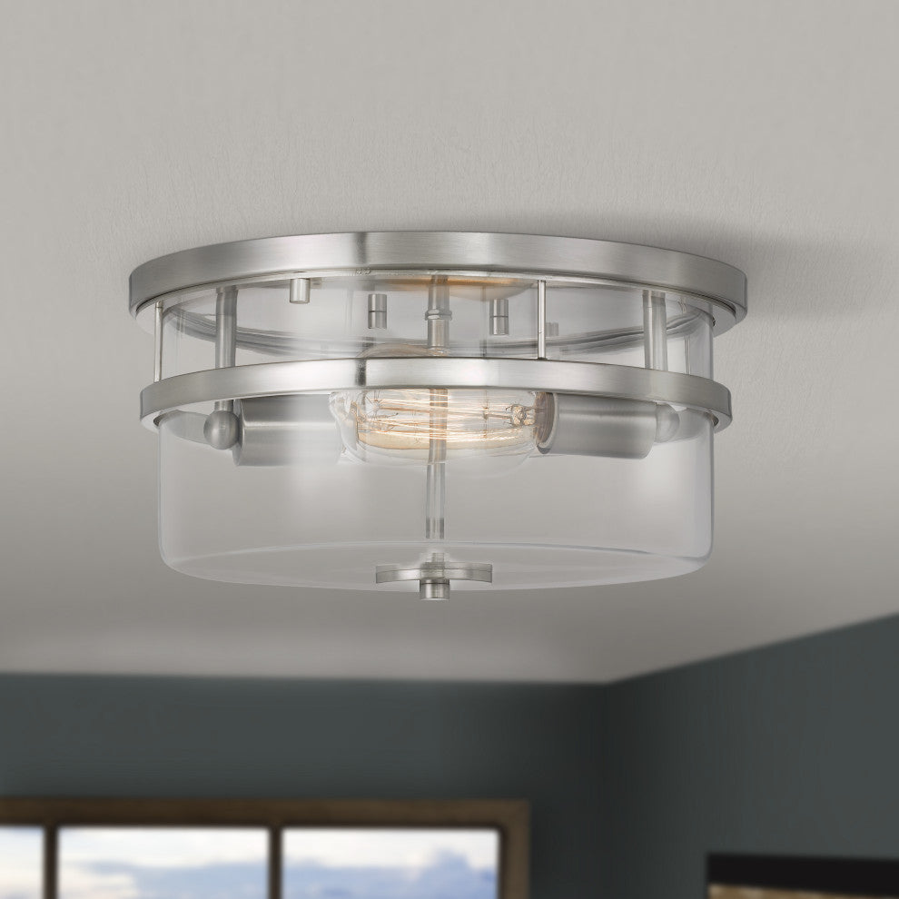 Kenmore 2-Light Brushed Nickel Finish Flush Mount 13" x13"x6.38"