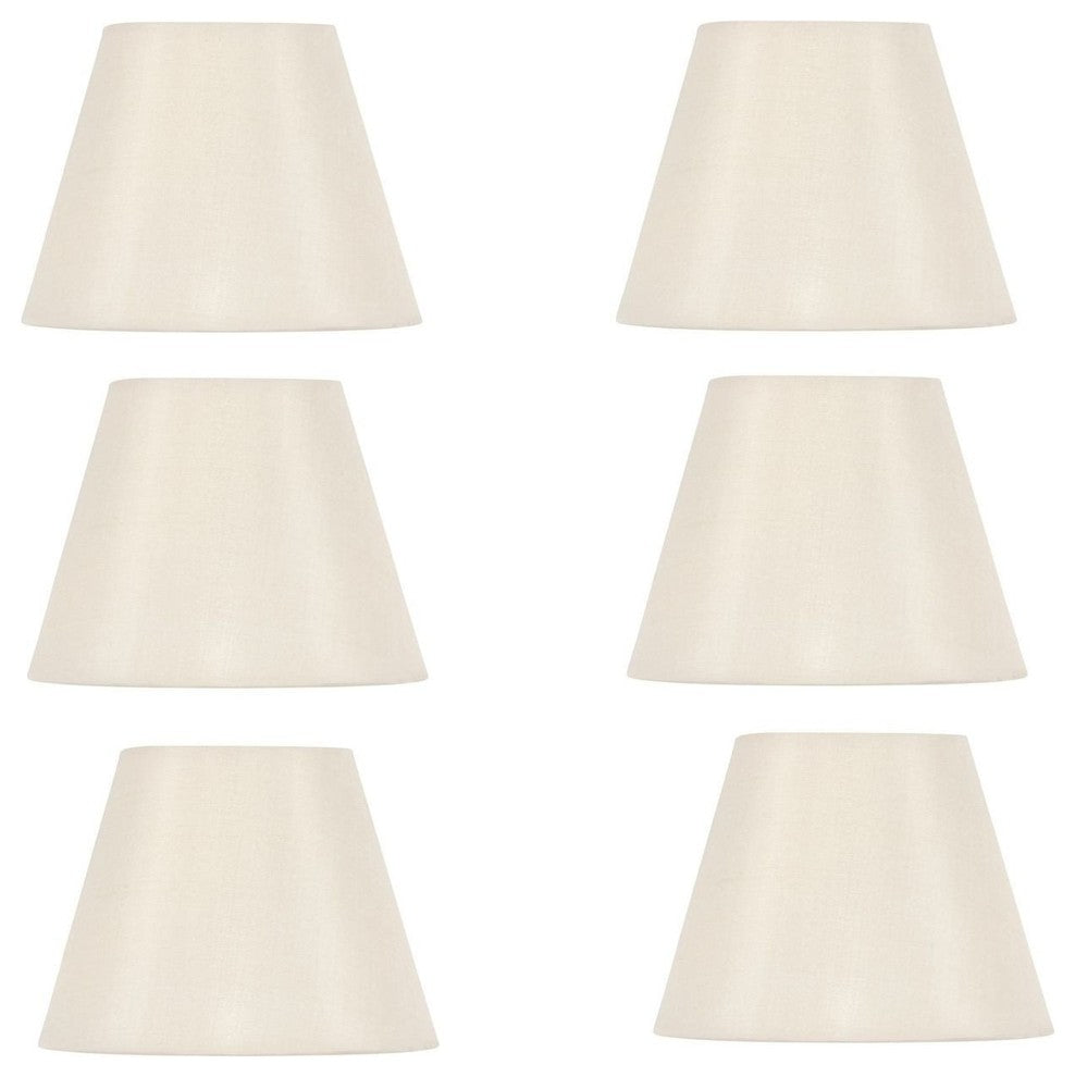 White English Barrel 6" Silk Chandelier Shades, Set of 6