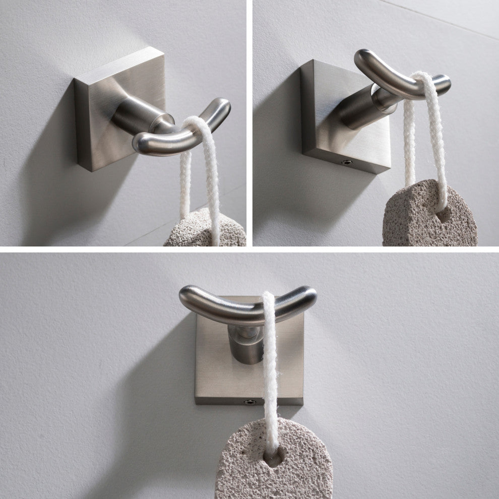 Ventus Bathroom Robe and Towel Double Hook, Nickel
