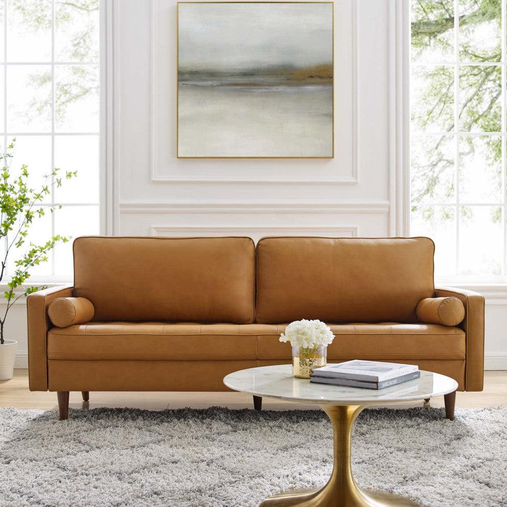Valour 81" Leather Sofa, Tan