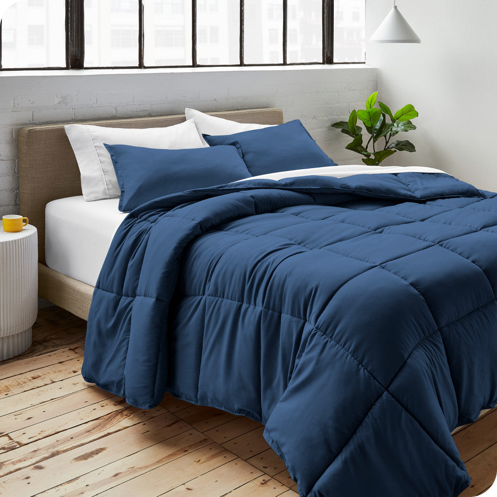 Bare Home Down Alternative Comforter Set, Dark Blue, King/Cal King