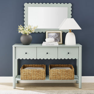 Emmeline 3-Drawer Scalloped Console Table, Sage
