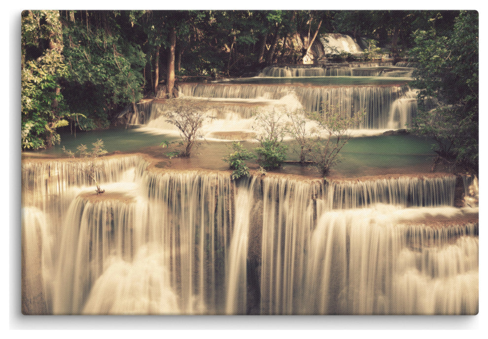 Misty Huay Mae Khamin Waterfall Thailand Landscape Photo Canvas Wall Art Prints, 24" X 36"