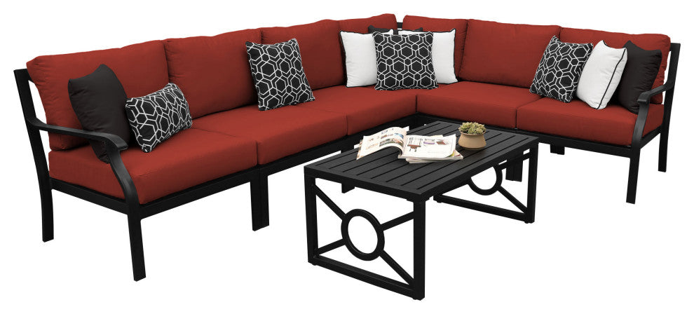 kathy ireland Madison Ave. 7 Piece Aluminum Patio Furniture Set 07b, Cinnamon