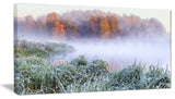 "Foggy Autumn Dawn Panorama" Landscape Print Wall Artwork, 1 Panel, 60"x28"