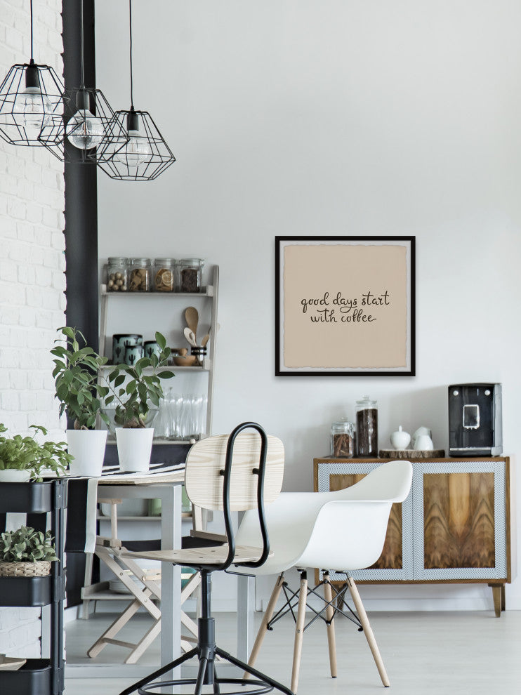 "Start With Coffee" Framed Painting Print, 24x24