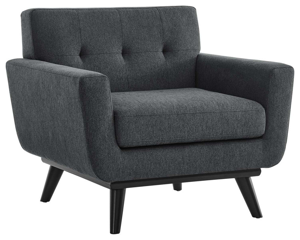 Engage Herringbone Fabric Armchair, Charcoal