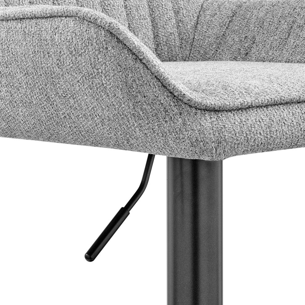 Luther Fabric Gaslift Swivel Bar Stool, Set of 2, Strata Gray