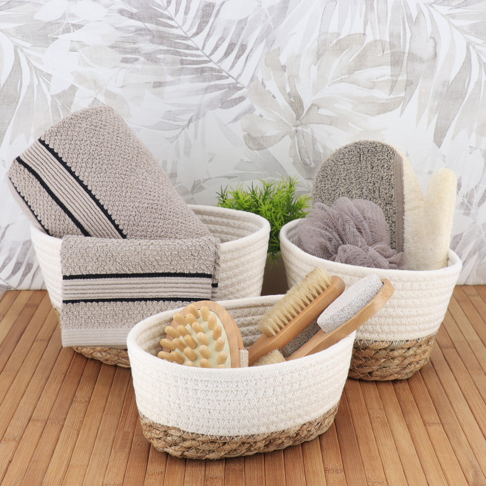Classic White Cotton Storage Baskets Organizer Padang Bins Stackable