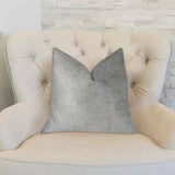 Silver Moon Gray and Silver Luxury Throw Pillow, 16"x16"