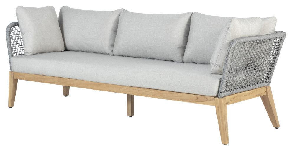 Cypress Teak Wood Sofa with Gray Color Rope Design