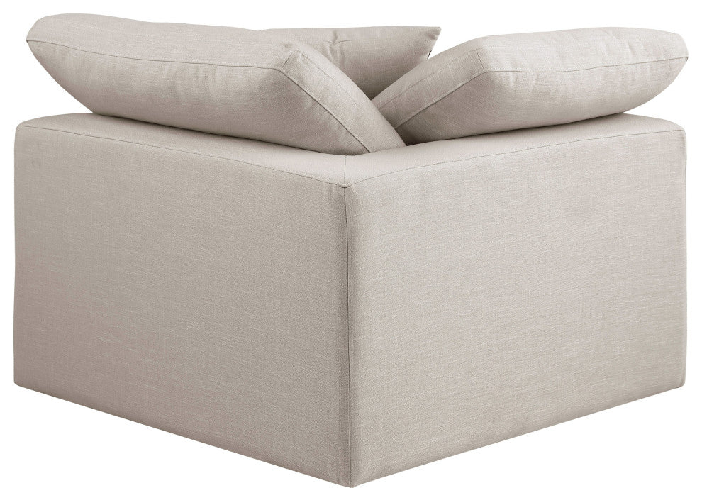 Comfy Beige Linen Textured Fabric Modular Chair, Beige, Linen Textured Fabric, Corner Chair