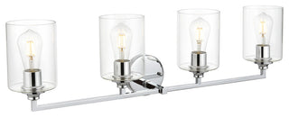 4 Light Chrome And Clear Bath Sconce