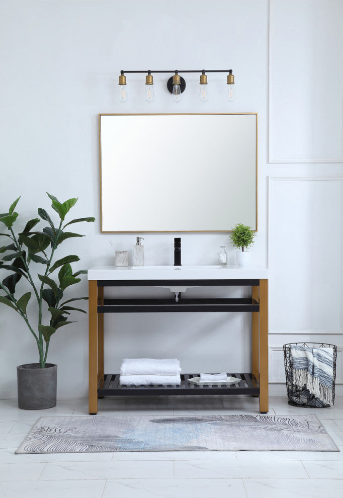 Home Living Single Bathroom Metal Vanity, Golden Black, 42"
