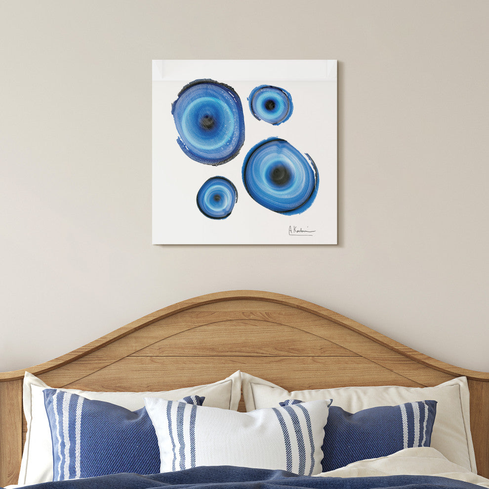"Mineral Rings I" Abstract Wall Art Frameless Free Floating Tempered Glass Panel