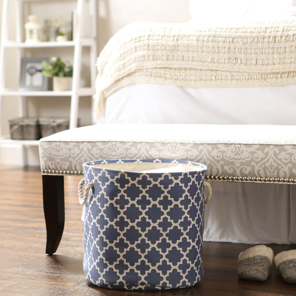 DII Polyester Bin Lattice French Blue Round Large