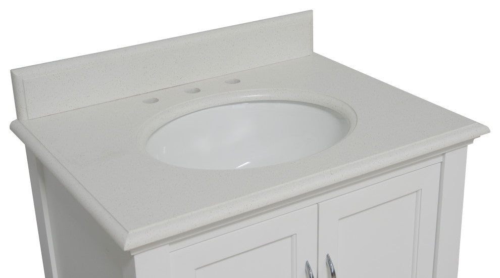 Beverly 30" Bathroom Vanity, White, Quartz