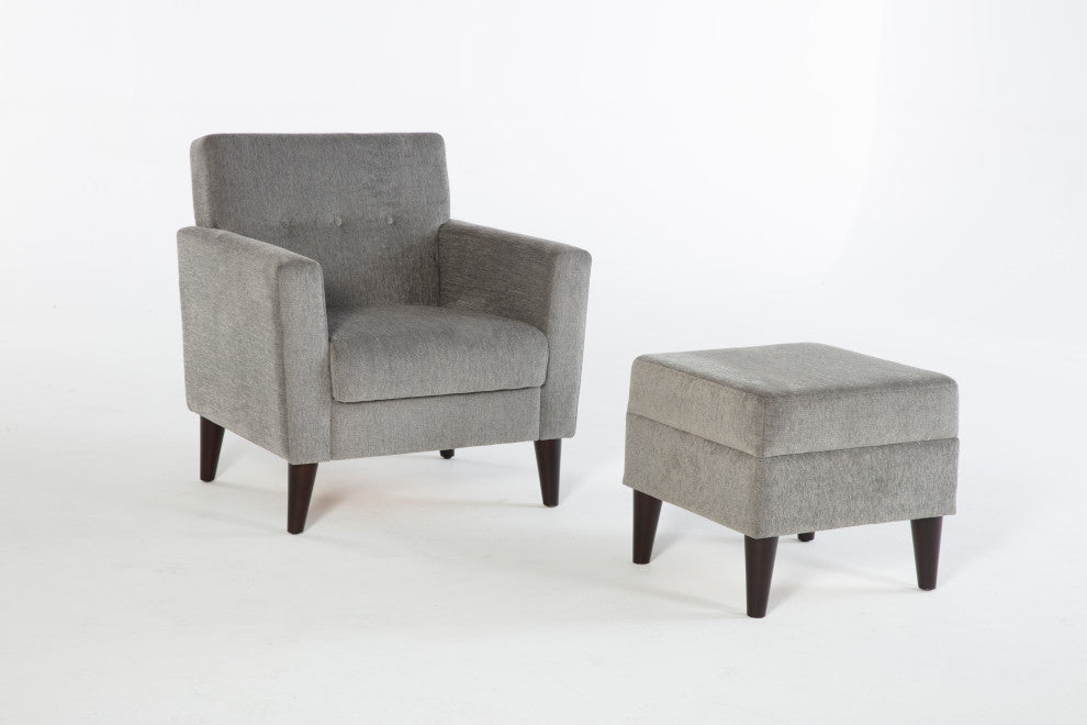 Theo Accent Chair+Ottoman, Theo Gray