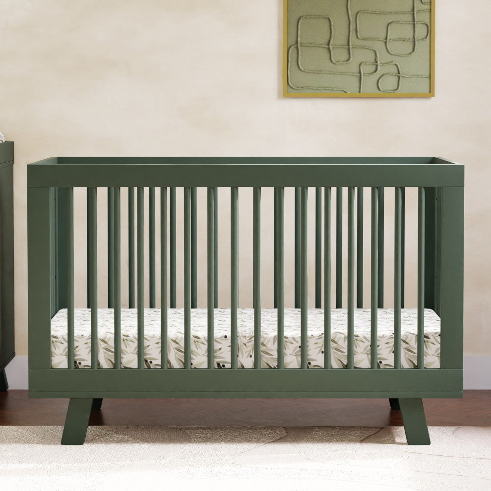 Hudson 3-in-1 Convertible Crib With Toddler Bed Conversion Kit, Forest Green